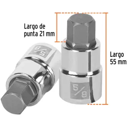 Dados de Punta Hexagonal 5/8" E1/2, Truper 13257 Truper-Dados de Punta Hexagonal 5/8" E1/2, Truper 13257 Fabricado en acero al c