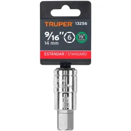 Dados de Punta Hexagonal 9/16" E1/2, Truper 13256 Truper-Dados de Punta Hexagonal 9/16" E1/2, Truper 13256 Fabricado en acero al