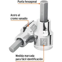 Dados de Punta Hexagonal 1/2" E1/2, Truper 13255 Truper-Dados de Punta Hexagonal 1/2" E1/2, Truper 13255 Fabricado en acero al c