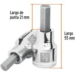 Dados de Punta Hexagonal 1/2" E1/2, Truper 13255 Truper-Dados de Punta Hexagonal 1/2" E1/2, Truper 13255 Fabricado en acero al c