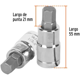 Dados de Punta Hexagonal 7/16" E1/2, Truper 13254 Truper-Dados de Punta Hexagonal 7/16" E1/2, Truper 13254 Fabricado en acero al