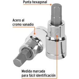 Dados de Punta Hexagonal 3/8" E1/2, Truper 13253 Truper-Dados de Punta Hexagonal 3/8" E1/2, Truper 13253 Fabricado en acero al c