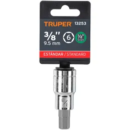 Dados de Punta Hexagonal 3/8" E1/2, Truper 13253 Truper-Dados de Punta Hexagonal 3/8" E1/2, Truper 13253 Fabricado en acero al c