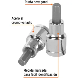 Dados de Punta Hexagonal 5/16" E1/2, Truper 13252 Truper-Dados de Punta Hexagonal 5/16" E1/2, Truper 13252 Fabricado en acero al