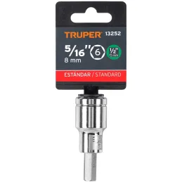 Dados de Punta Hexagonal 5/16" E1/2, Truper 13252 Truper-Dados de Punta Hexagonal 5/16" E1/2, Truper 13252 Fabricado en acero al