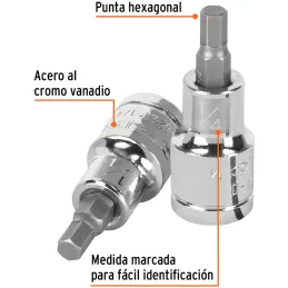Dados de Punta Hexagonal 1/4" E1/2, Truper 13251 Truper-Dados de Punta Hexagonal 1/4" E1/2, Truper 13251 Fabricado en acero al c