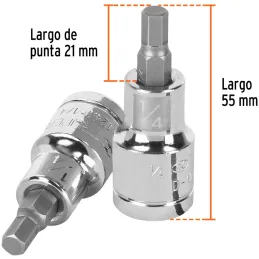 Dados de Punta Hexagonal 1/4" E1/2, Truper 13251 Truper-Dados de Punta Hexagonal 1/4" E1/2, Truper 13251 Fabricado en acero al c