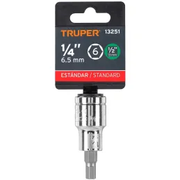 Dados de Punta Hexagonal 1/4" E1/2, Truper 13251 Truper-Dados de Punta Hexagonal 1/4" E1/2, Truper 13251 Fabricado en acero al c