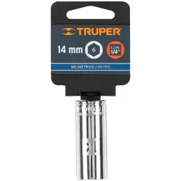 Dados 14mm E1/4 Tubulares Hexagonales CrVanadio, Truper 13208 Truper-Dados 14mm E1/4 Tubulares Hexagonales CrVanadio, Truper 132
