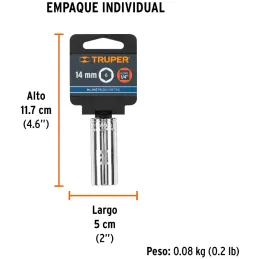 Dados 14mm E1/4 Tubulares Hexagonales CrVanadio, Truper 13208 Truper-Dados 14mm E1/4 Tubulares Hexagonales CrVanadio, Truper 132