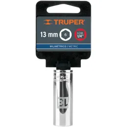 Dados 13mm E1/4 Tubulares Hexagonales CrVanadio, Truper 13207 Truper-Dados 13mm E1/4 Tubulares Hexagonales CrVanadio, Truper 132