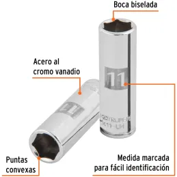 Dados 11mm E1/4 Tubulares Hexagonales CrVanadio, Truper 13205 Truper-Dados 11mm E1/4 Tubulares Hexagonales CrVanadio, Truper 132