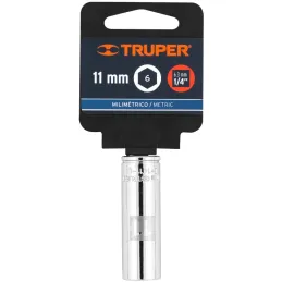 Dados 11mm E1/4 Tubulares Hexagonales CrVanadio, Truper 13205 Truper-Dados 11mm E1/4 Tubulares Hexagonales CrVanadio, Truper 132