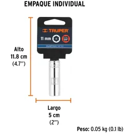 Dados 11mm E1/4 Tubulares Hexagonales CrVanadio, Truper 13205 Truper-Dados 11mm E1/4 Tubulares Hexagonales CrVanadio, Truper 132
