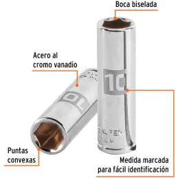 Dados 10mm E1/4 Tubulares Hexagonales CrVanadio, Truper 13204 Truper-Dados Tubulares Hexagonales Milimetrico 10 mm, Encastre 1/4