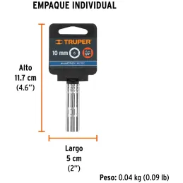 Dados 10mm E1/4 Tubulares Hexagonales CrVanadio, Truper 13204 Truper-Dados Tubulares Hexagonales Milimetrico 10 mm, Encastre 1/4