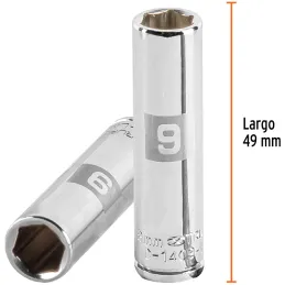 Dados 9mm E1/4 Tubulares Hexagonales CrVanadio, Truper 13203 Truper-Dados 9mm E1/4 Tubulares Hexagonales CrVanadio, Truper 13203