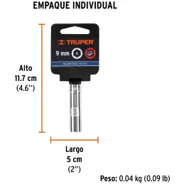 Dados 9mm E1/4 Tubulares Hexagonales CrVanadio, Truper 13203 Truper-Dados 9mm E1/4 Tubulares Hexagonales CrVanadio, Truper 13203