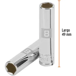 Dados 8mm E1/4 Tubulares Hexagonales CrVanadio, Truper 13202 Truper-Dados 8mm E1/4 Tubulares Hexagonales CrVanadio, Truper 13202