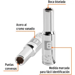 Dados 6mm E1/4 Tubulares Hexagonales CrVanadio, Truper 13200 Truper-Dados 6mm E1/4 Tubulares Hexagonales CrVanadio, Truper 13200