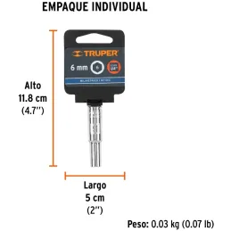 Dados 6mm E1/4 Tubulares Hexagonales CrVanadio, Truper 13200 Truper-Dados 6mm E1/4 Tubulares Hexagonales CrVanadio, Truper 13200
