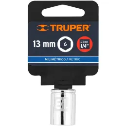 Dados 13mm E1/4 Hexagonales CrVanadio, Truper 13175 Truper-Dados 13mm E1/4 Hexagonales CrVanadio, Truper 13175 Fabricado en acer