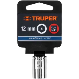 Dados 12mm E1/4 Hexagonales CrVanadio, Truper 13174 Truper-Dados 12mm E1/4 Hexagonales CrVanadio, Truper 13174 Fabricado en acer