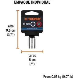 Dados 12mm E1/4 Hexagonales CrVanadio, Truper 13174 Truper-Dados 12mm E1/4 Hexagonales CrVanadio, Truper 13174 Fabricado en acer