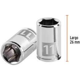 Dados 11mm E1/4 Hexagonales CrVanadio, Truper 13173 Truper-Dados 11mm E1/4 Hexagonales CrVanadio, Truper 13173 Fabricado en acer