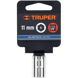 Dados 11mm E1/4 Hexagonales CrVanadio, Truper 13173 Truper-Dados 11mm E1/4 Hexagonales CrVanadio, Truper 13173 Fabricado en acer