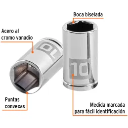 Dados 10mm E1/4 Hexagonales CrVanadio, Truper 13172 Truper-Dados 10mm E1/4 Hexagonales CrVanadio, Truper 13172 Fabricado en acer