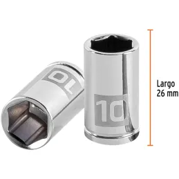 Dados 10mm E1/4 Hexagonales CrVanadio, Truper 13172 Truper-Dados 10mm E1/4 Hexagonales CrVanadio, Truper 13172 Fabricado en acer