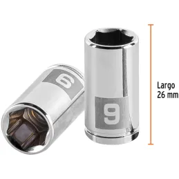 Dados 9mm E1/4 Hexagonales CrVanadio, Truper 13171 Truper-Dados 9mm E1/4 Hexagonales CrVanadio, Truper 13171 Fabricado en acero 