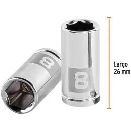 Dados 8mm E1/4 Hexagonales CrVanadio, Truper 13170 Truper-Dados 8mm E1/4 Hexagonales CrVanadio, Truper 13170 Fabricado en acero 