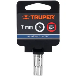 Dados 7mm E1/4 Hexagonales CrVanadio, Truper 13169 Truper-Dados 7mm E1/4 Hexagonales CrVanadio, Truper 13169 Fabricado en acero 