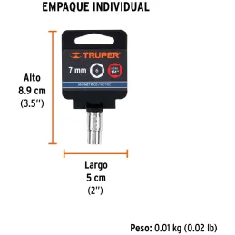 Dados 7mm E1/4 Hexagonales CrVanadio, Truper 13169 Truper-Dados 7mm E1/4 Hexagonales CrVanadio, Truper 13169 Fabricado en acero 