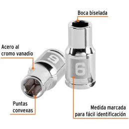 Dados 6mm E1/4 Hexagonales CrVanadio, Truper 13168 Truper-Dados 6mm E1/4 Hexagonales CrVanadio, Truper 13168 Fabricado en acero 