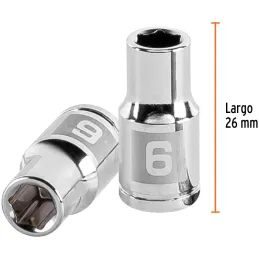 Dados 6mm E1/4 Hexagonales CrVanadio, Truper 13168 Truper-Dados 6mm E1/4 Hexagonales CrVanadio, Truper 13168 Fabricado en acero 