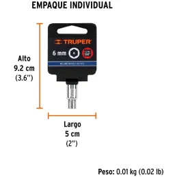 Dados 6mm E1/4 Hexagonales CrVanadio, Truper 13168 Truper-Dados 6mm E1/4 Hexagonales CrVanadio, Truper 13168 Fabricado en acero 