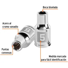 Dados 5mm E1/4 Hexagonales CrVanadio, Truper 13167 Truper-Dados 5mm E1/4 Hexagonales CrVanadio, Truper 13167 Fabricado en acero 