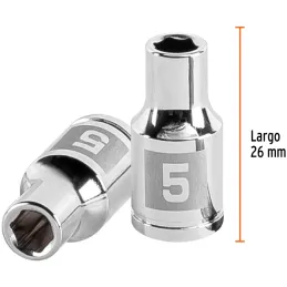 Dados 5mm E1/4 Hexagonales CrVanadio, Truper 13167 Truper-Dados 5mm E1/4 Hexagonales CrVanadio, Truper 13167 Fabricado en acero 