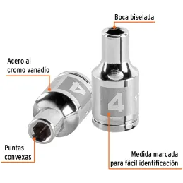 Dados 4mm E1/4 Hexagonales CrVanadio, Truper 13166 Truper-Dados 4mm E1/4 Hexagonales CrVanadio, Truper 13166 Fabricado en acero 