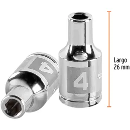 Dados 4mm E1/4 Hexagonales CrVanadio, Truper 13166 Truper-Dados 4mm E1/4 Hexagonales CrVanadio, Truper 13166 Fabricado en acero 