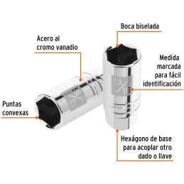 Dados para Bujia 13/16" E3/8 Tubulares Hexagonales, Truper 13657 Truper-Dados para Bujia 13/16" E3/8 Tubulares Hexagonales, Trup