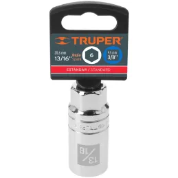Dados para Bujia 13/16" E3/8 Tubulares Hexagonales, Truper 13657 Truper-Dados para Bujia 13/16" E3/8 Tubulares Hexagonales, Trup
