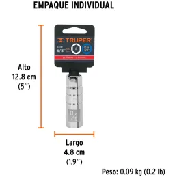 Dados para Bujia 5/8" E3/8 Tubulares Hexagonales, Truper 13655 Truper-Dados para Bujia 5/8" E3/8 Tubulares Hexagonales, Truper 1