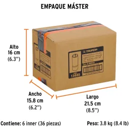 Dados para Bujia 5/8" E3/8 Tubulares Hexagonales, Truper 13655 Truper-Dados para Bujia 5/8" E3/8 Tubulares Hexagonales, Truper 1