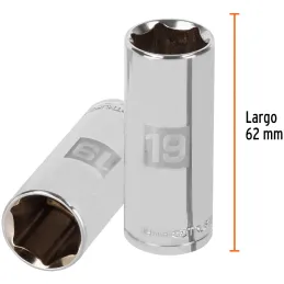 Dados 19mm E3/8 Tubulares Hexagonales CrVanadio, Truper 13779 Truper-Dados 19mm E3/8 Tubulares Hexagonales CrVanadio, Truper 137