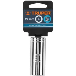 Dados 19mm E3/8 Tubulares Hexagonales CrVanadio, Truper 13779 Truper-Dados 19mm E3/8 Tubulares Hexagonales CrVanadio, Truper 137
