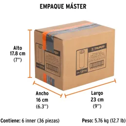 Dados 19mm E3/8 Tubulares Hexagonales CrVanadio, Truper 13779 Truper-Dados 19mm E3/8 Tubulares Hexagonales CrVanadio, Truper 137